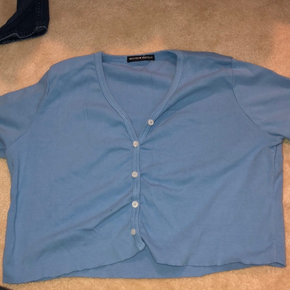 brandy melville cropped blue button up top - Picture 3 of 3